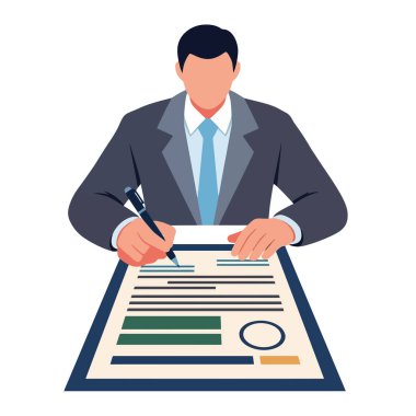 Profesyonel işadamı bugün kalemle resmi sözleşme imzaladı.