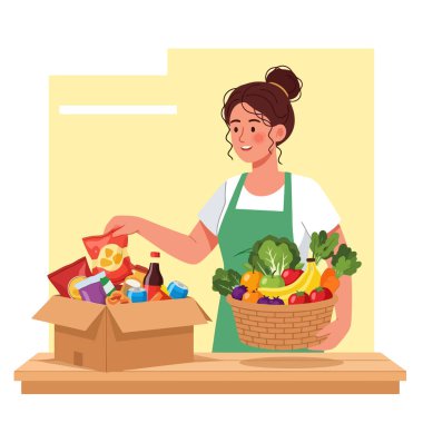 Kadın bağış topluyor. Bağış toplamaya özen göstererek.