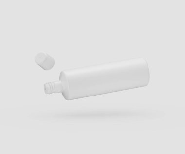 Blank white shampoo bottle mockup with detached cap. Perfect for branding. 3d illustration