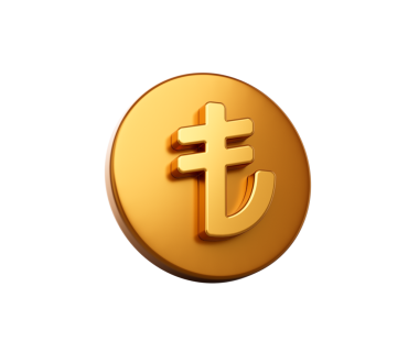 Türk Lirası sembollü 3 boyutlu altın para, finans ve para birimini temsil ediyor. 3B Görüntü