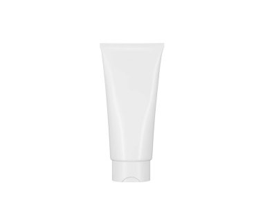 Cilt bakımı ve güzellik ürünü modellemeleri için izole edilmiş beyaz kozmetik tüp, 3 boyutlu illüstrasyon