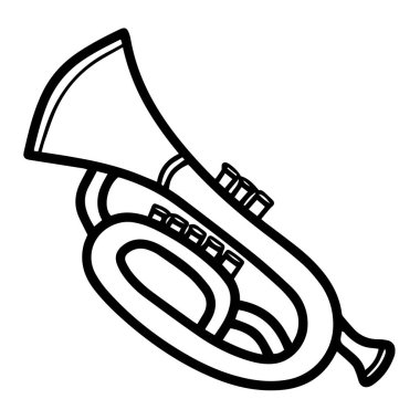 Bir tuba veya bariton pirinç enstrüman vektör illüstrasyonunun basit çizimi