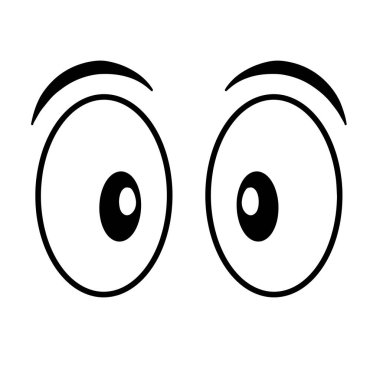 Black and white cartoon eyes vector illustration. Eyes look icons in cartoon style isolated