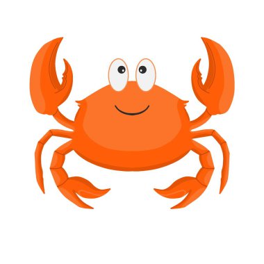Cute cartoon orange crab with big eyes and smile vector illustration