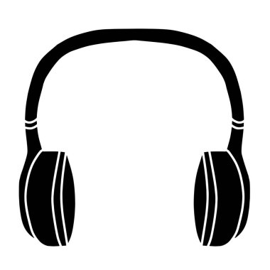 Basit el yapımı kulaklık klipsi sanat silueti vektör illüstrasyonu
