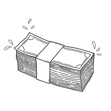 El çizimi karalama sanatı nakit para vektör illüstrasyonu