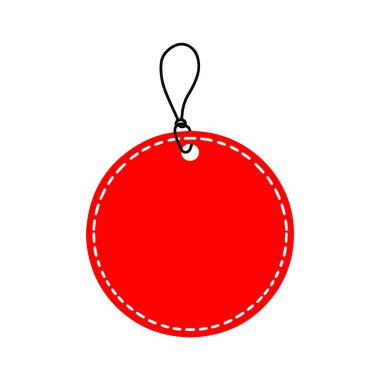 Beyaz arkaplanda ilmek vektör illüstrasyonlu boş kırmızı daire fiyat etiketi