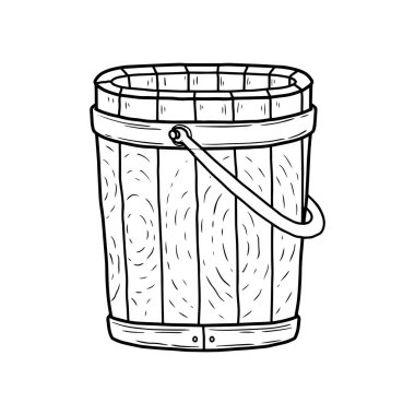 Tahta kova çizgisi sanat temsili çizimi. Siyah ve beyaz, el çizimi, çizim tarzı, beyaz arkaplanda izole edilmiş.