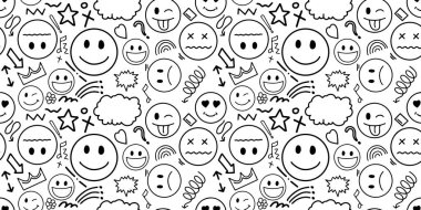 El çizimlerinin kusursuz deseni, karalamalar ve karalamalar. Minimalist karalama sanatı kusursuz arkaplan, yaratıcı çeşitli şekiller simgeler.