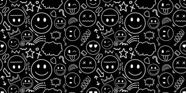 El çizimlerinin kusursuz deseni, karalamalar ve karalamalar. Minimalist karalama sanatı kusursuz arkaplan, yaratıcı çeşitli şekiller simgeler.