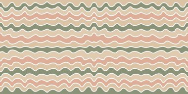 Dalgalı çizgileri ve yumuşak renkleri olan renkli ve canlı soyut bir desen.