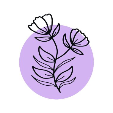 Mor arkaplanda el çizimi minimalist çizgiler