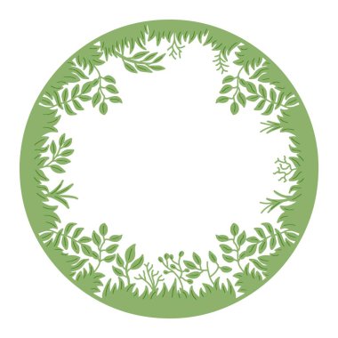 Yaprak desenli zarif yeşil yuvarlak çerçeve. Doğa çevre dostu tasarım için yuvarlak yaprak sınırından esinlenmiştir