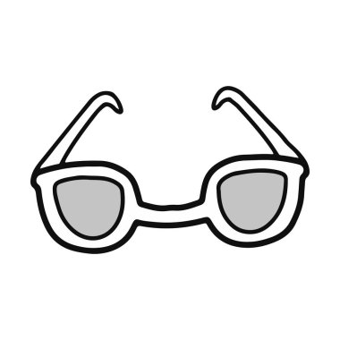 Gri lensli el çizimi güneş gözlüğü simgesi beyaz üzerine izole karalama tarzı