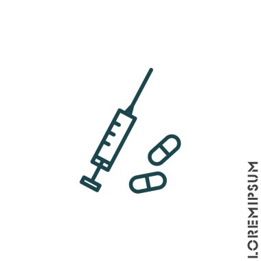 Web satırı simgesi. Şırınga ve tabletler.