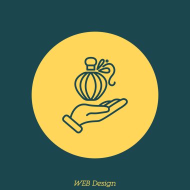 Elinde şişe parfüm