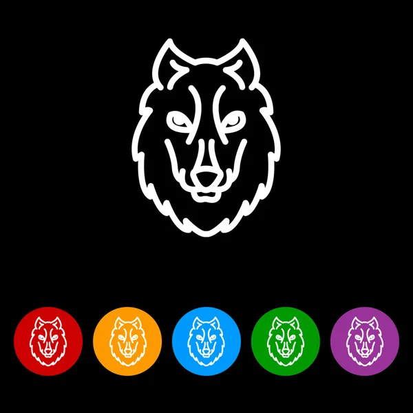 Icono de línea web. Lobo; animal salvaje — Vector de stock