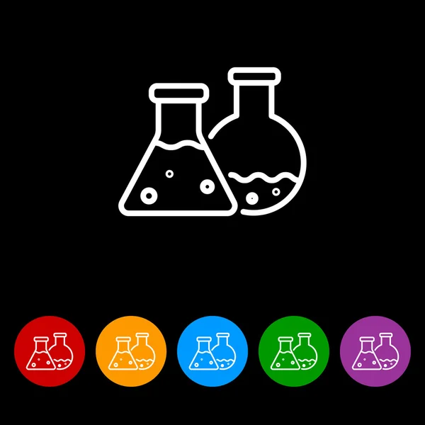 Diferentes frascos de laboratorio — Vector de stock