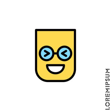 Beyaz arkaplanda duygusal renk vektörü simgesi. Mobil konsept ve web uygulamaları tasarımı için modern kullanıcı arayüzü koleksiyonundan vektör simgesi simgesi işareti. Gül, emoji simgesi vektörü, duygu, eğlence sembolü.