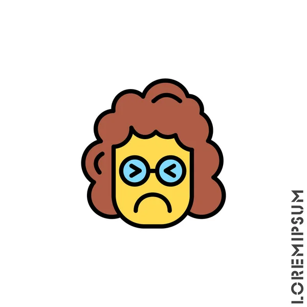 Sad Cry Stressful Emoticon Yellow Girl Woman Icon Vector Illustration — Stock Vector