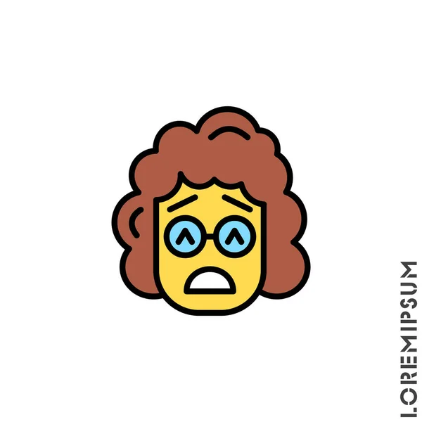 Sad Give Tired Emoticon Yellow Girl Woman Icon Vector Illustration — Stock Vector