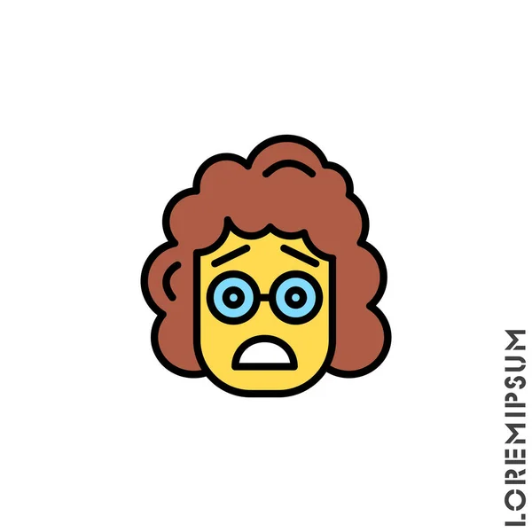Frowning Med Öppen Mun Emoji Gul Vektor Flicka Kvinna Ikon — Stock vektor