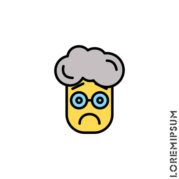 Sad Bad Mood Feel Sorry Regret yellow Emoticon boy, man Icon Vector Illustration. Style.