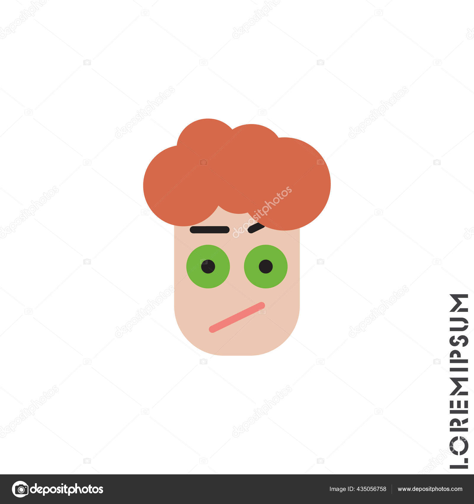 Verward Denkend Gezicht Emoji Gele Jongen Emoticon Kleur Icon Vector vectorafbeelding door