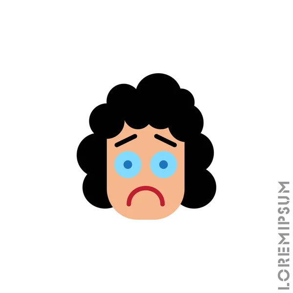 Deprimido Triste Estressado Menina Emoji Amarelo Vetor Ícone Mulher Emoção — Vetor de Stock