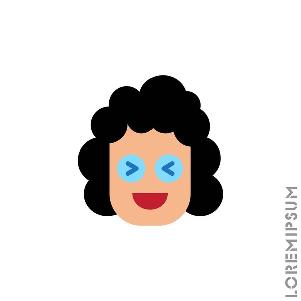 Riéndose Chica Emoticono Mujer Icono Amarillo Divertido Vector Facial Humor — Archivo Imágenes Vectoriales