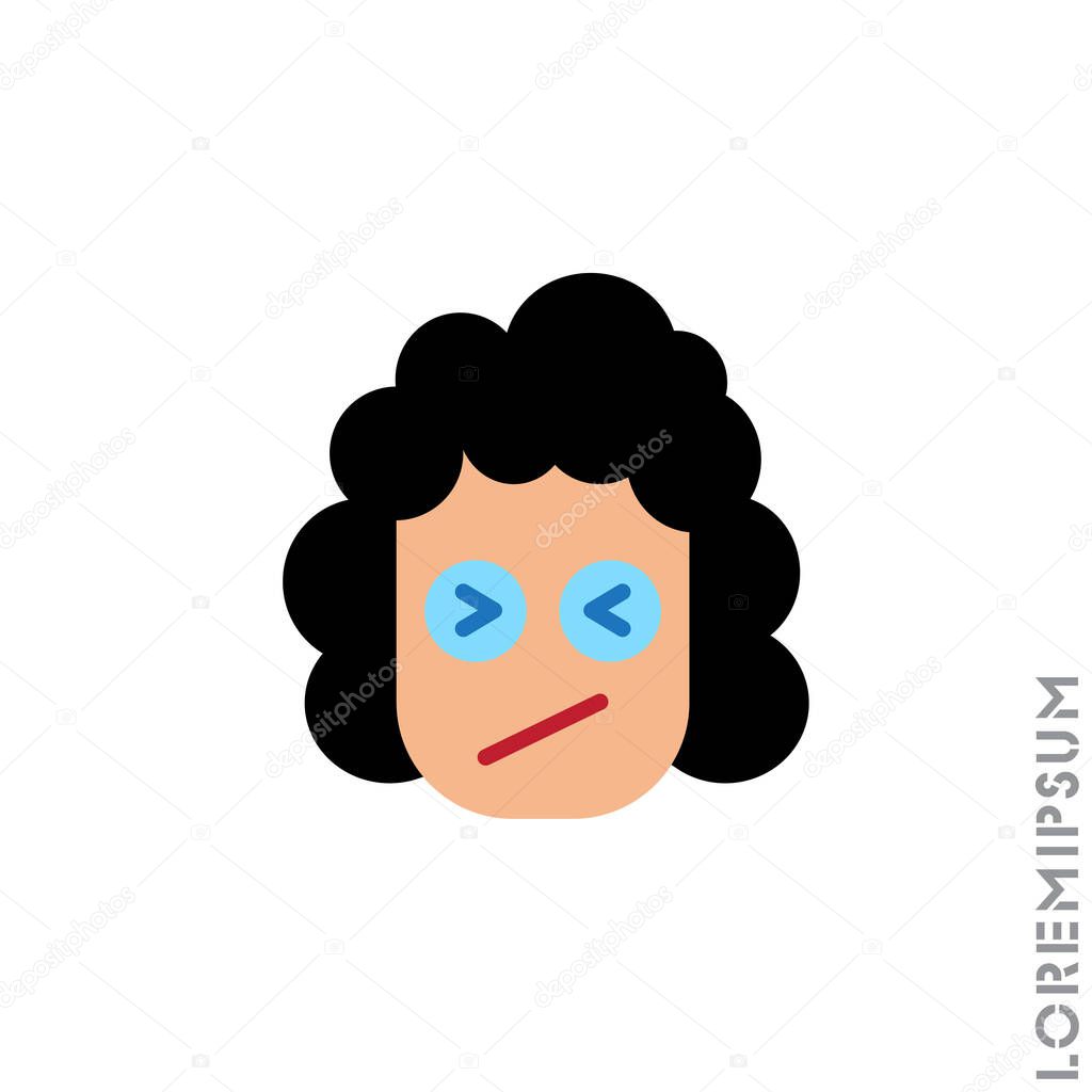 Angry face yellow emoji girl , woman icon vector. Sad face emoticon symbol. style sign for mobile concept and web design. Angry face symbol illustration. Pixel vector graphics - Vector. Angry icon vector