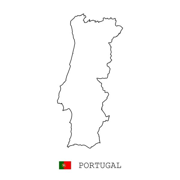 Portugal Línea Mapa Lineal Delgada Vector Simple Contorno Bandera Negro —  Fotos de Stock