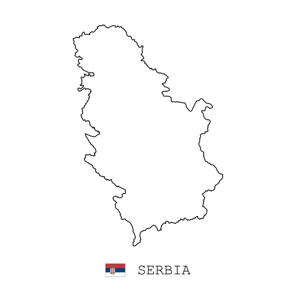 Serbia Línea Mapa Lineal Delgada Vector Simple Contorno Bandera Negro — Foto de Stock