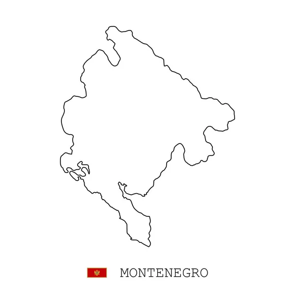 Montenegró Térkép Vonal Lineáris Vékony Vektor Egyszerű Vázlat Zászló Fekete — Stock Fotó