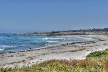 Sahil kaldırımı İspanyol Körfezi 'ndeki halkalar Pebble Sahili Kaliforniya