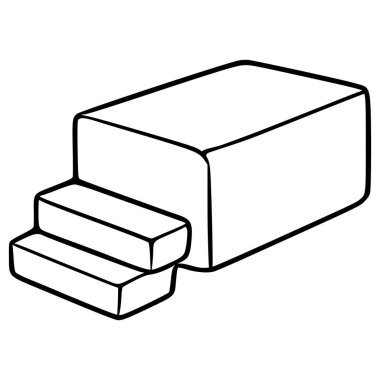 Tereyağı bloğunun üç basamaklı merdiven çizgisi çizimi.
