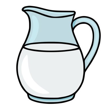 Açık mavi renkli ve koyu siyah çizgileri olan cam sürahinin basit, temiz bir vektör çizimi, mutfak veya içecek temalı tasarımlar için mükemmeldir..
