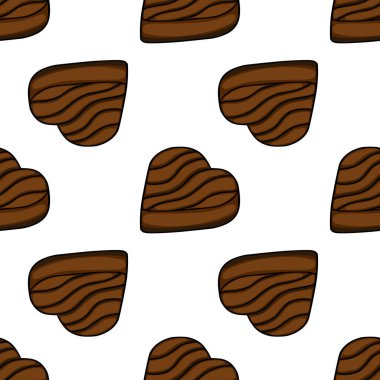 Seamless vector pattern of stylized chocolate hearts with layered texture.