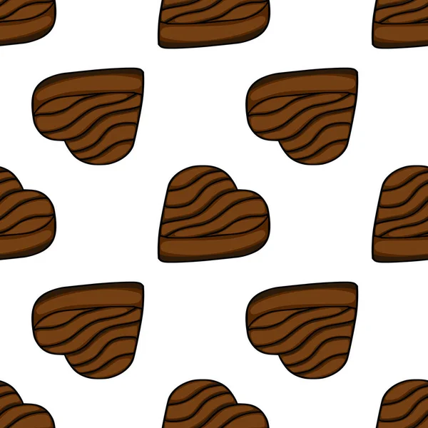 Seamless vector pattern of stylized chocolate hearts with layered texture.