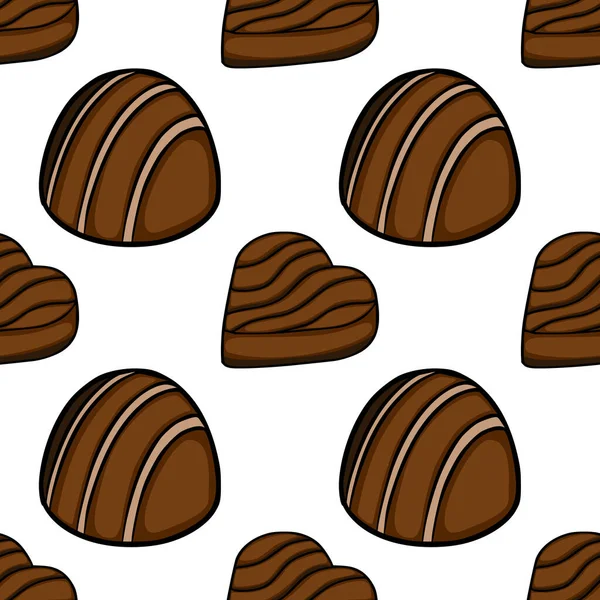 Seamless vector pattern of stylized chocolate candies with wavy lines, perfect for confectionery branding and packaging.