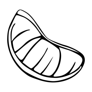 Tek bir mandalina parçasının minimalist vektör illüstrasyonuName.