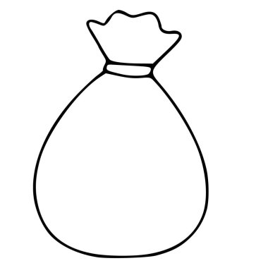 Bir çizgili torba için basit siyah çizgi sanat vektörü çizimi.