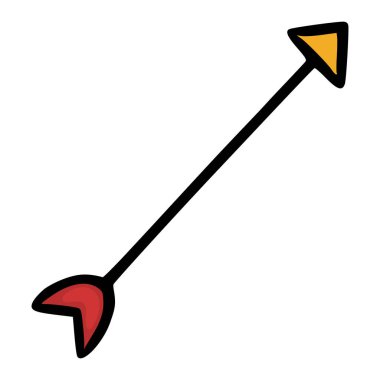 Basit, biçimlendirilmiş, kırmızı bir ok ve sarı bir ok ucu ile beyaz bir arkaplan üzerine kurulu bir ok çizimi..