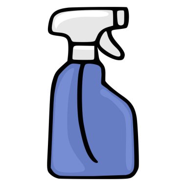 Beyaz tetik ve başlıklı mavi bir sprey şişesinin basit, stilize edilmiş bir tasviri, temizlik ya da ev teması için mükemmel..