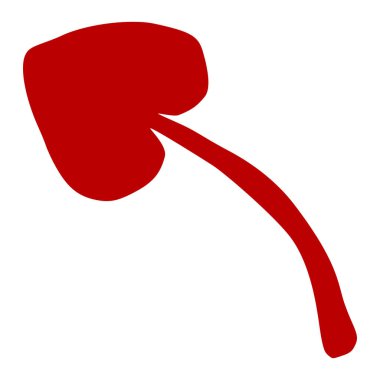 Eğri saplı stilize kırmızı kiraz, temiz beyaz arka planda izole, vektör grafik.