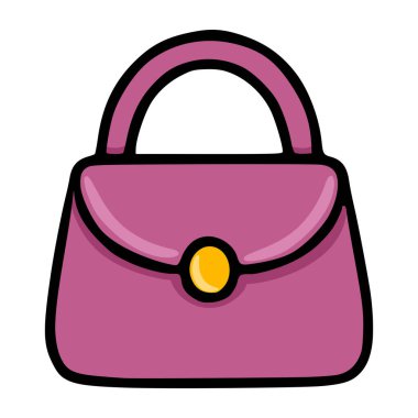 Moda ve aksesuar temalar için mükemmel altın tokalı sevimli pembe bir el çantasının vektör çizimi.