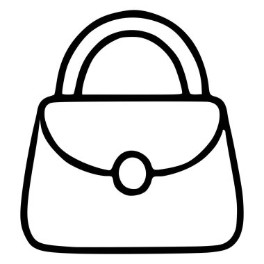 Yuvarlak saplı ve merkezi yuvarlak tokalı klasik bir el çantasının minimalist vektör çizimi.