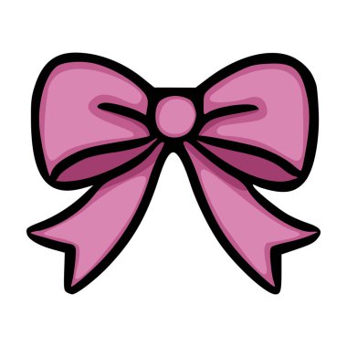 Cesur siyah çizgileri ve ince gölgelemeleri olan büyüleyici Pembe Yay vektör çizimi, kutlama tasarımları için mükemmel..