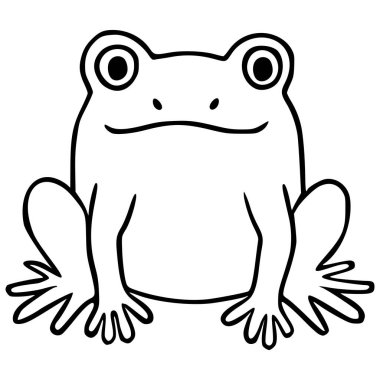 Büyüleyici ve minimalist bir el çizimi vektör çizimi. Dost canlısı, ifade edici gözleri ve perdeli ayakları olan bir kurbağa. Temiz beyaz bir arka plana karşı koyu siyah bir ana hatla sunuluyor.,...