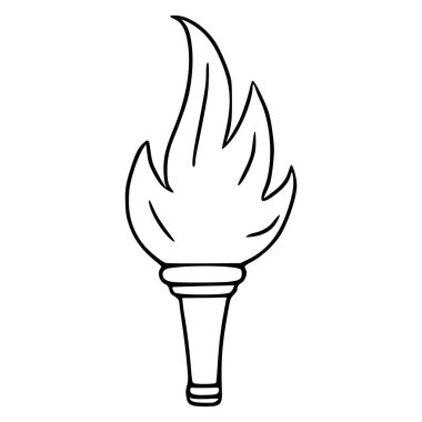 Biçimlendirilmiş alevleri olan bir meşalenin basit vektör çizimi, kavramsal tasarımlar için mükemmel.